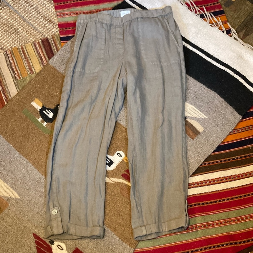 J Jill olive green linen pants